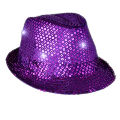 Blinkee Led Flashing Fedora Hat With Sequins Purple