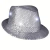 Blinkee Led Flashing Fedora Hat With Sequins Silver