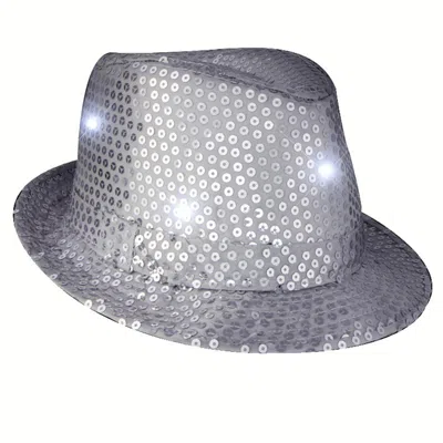 Blinkee Led Flashing Fedora Hat With Sequins Silver