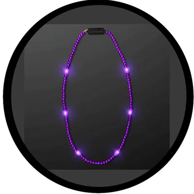 Blinkee Led Necklace With Purple Metallic Beads For Mardi Gras