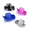 Blinkee Light Up Flashing Sequin Cowboy Hat Blue Silver Pink & Black - Pack Of 12