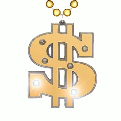 Blinkee Light Up Gold Dollar Money Sign Charm Beaded Necklace