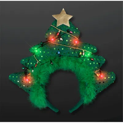 Blinkee Light Up Green Novelty Sequin Plush Christmas Tree Gold Star Bopper