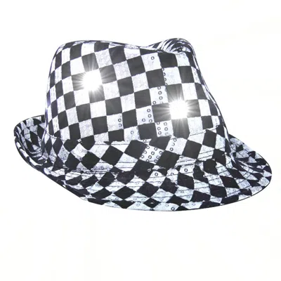 Blinkee Light Up Led Flashing Fedora Hat With Checkered Sequins
