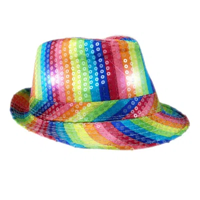 Blinkee Light Up Led Flashing Fedora Hat With Rainbow Sequins