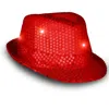 Blinkee Light Up Led Flashing Fedora Hat With Sequins Red