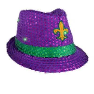 Blinkee Light Up Mardi Gras Fleur De Lis Fedora