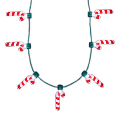 Blinkee Light Up Seven Candy Cane Charms Christmas Necklace