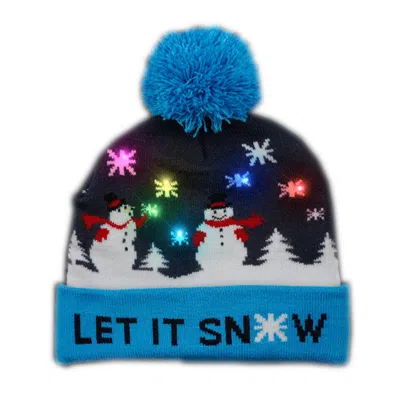 Blinkee Multi Color Led Snowy Snowflake Winter Christmas Holiday Snowmen Beanie Hat