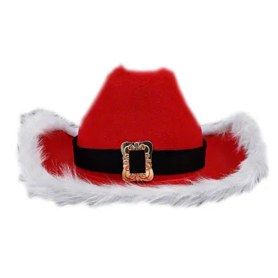 Blinkee Non Light Up Christmas Cowboy Santa Clause Western Holiday Hat, Red