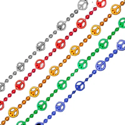 Blinkee Peace Sign Bead Necklace, Assorted Color - Pack Of 12