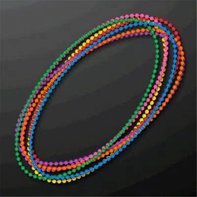 Blinkee Smooth Round Opaque Bead Mardi Gras Necklace, Assorted Color - Pack Of 12