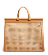 Blinq Midi Calfskin-rattan Porto Top-handle Bag In Beige