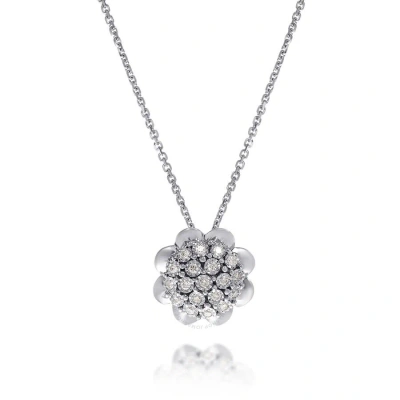 Bliss 18k White Gold Diamond Flower Pendant Necklace 20089424