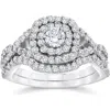 Bliss Diamond 1 1/10ct Cushion Diamond Halo Engagement Ring Set 10k Gold