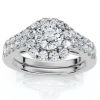 Bliss Diamond 1 1/10ct Cushion Halo Diamond Engagement Ring & Matching Band Gold/pt Lab Grown