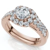Bliss Diamond 1 1/10ct Cushion Halo Diamond Engagement Ring & Matching Band Gold/pt Lab Grown