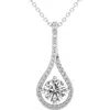 Bliss Diamond 1 1/10ct Tw Diamond Halo Drop Pendant 14k Gold Necklace Lab Grown 1" Tall In Silver
