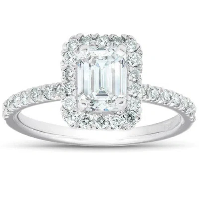 Bliss Diamond 1 1/2 Ct Emerald Cut Diamond Halo Engagement Ring 14k Gold Lab Grown