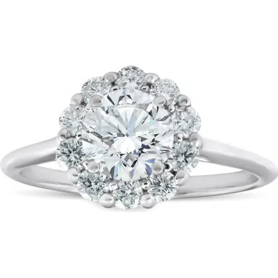 Bliss Diamond 1 1/2 Ct Halo Round Diamond Engagement Ring 14k Gold Lab Created In Silver