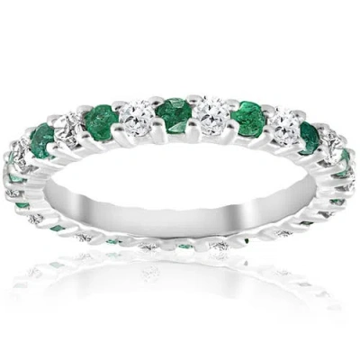 Bliss Diamond 1 1/2ct Emerald Diamond Eternity Ring 14k Gold In Silver
