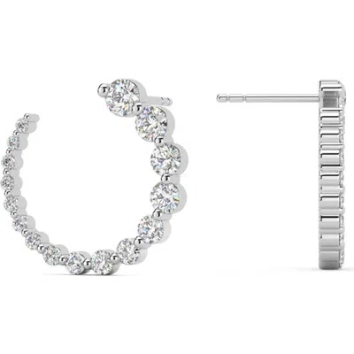 Bliss Diamond 1 1/2ct Graduated Diamond Circle Earrings 14k Gold Journey Studs Lab Grown In 14k White Gold