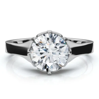 Bliss Diamond 1 1/2ct Round Diamond Signet Ring 14k Gold Or Platinum Lab Grown