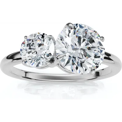 Bliss Diamond 1 1/2ct Two Stone Toi Et Moi Diamond Ring 14k Gold Or Pt Lab Grown In Silver