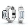 Bliss Diamond 1 1/3ct Emerald Cut Brava Bezel Diamond Hoops 5/8" Huggies 14k Gold Lab Grown In Silver
