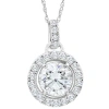 Bliss Diamond 1 1/3ct Tw Round Diamond (1ct Center) Halo Pendant Lab Grown Gold Necklace In 10k White Gold