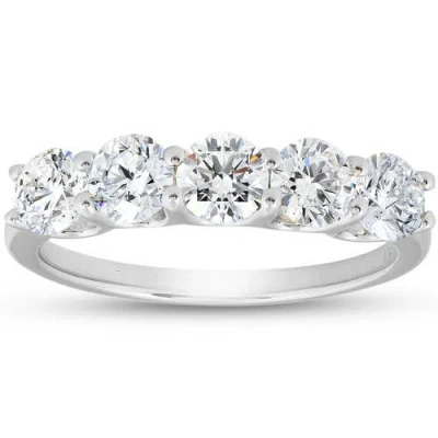 Bliss Diamond 1 1/4 Ct Lab Grown Diamond Five Stone Wedding Ring 14k Gold U Prong In 14k White Gold