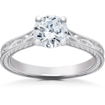 Bliss Diamond 1 1/4ct Round Vintage Solitaire Lab Grown Diamond Engagement Ring 14k Gold In 14k White Gold