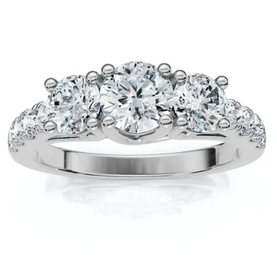 Bliss Diamond 1 1/4ct Three Stone Lab Grown Diamond Engagement Ring 14k Gold In Silver