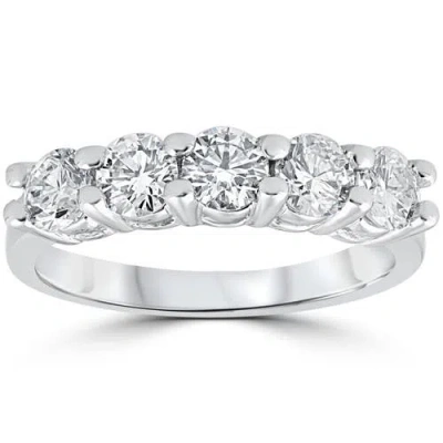 Bliss Diamond 1 1/5 Ct Five Stone Diamond Wedding Womens Ring 14k Gold Lab Grown In Silver