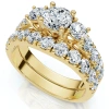 Bliss Diamond 1 3/4ct 3-stone Diamond Engagement Wedding Ring Set 14k Gold Or Pt Lab Grown In Gold