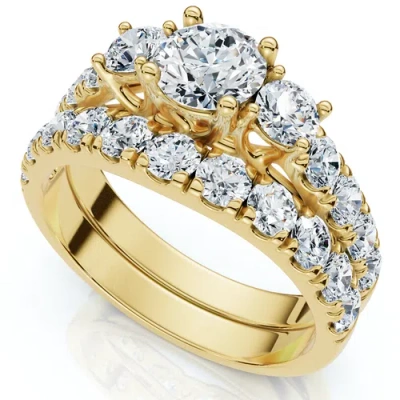 Bliss Diamond 1 3/4ct 3-stone Diamond Engagement Wedding Ring Set 14k Gold Or Pt Lab Grown