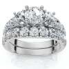 Bliss Diamond 1 3/4ct 3-stone Diamond Engagement Wedding Ring Set 14k Gold Or Pt Lab Grown In Silver