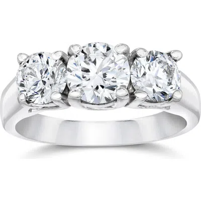 Bliss Diamond 1 3/4ct Three Stone Round Cut Diamond Engagement Ring 14k Gold Lab Grown In Metallic