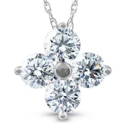 Bliss Diamond 1 Ct Diamond 4-stone Pendant 14k White Gold Ex3 Lab Grown Necklace