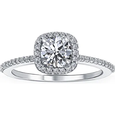 Bliss Diamond 1 Ct Diamond Cushion Halo Engagement Ring Lab Grown 14k Gold In 14k White Gold