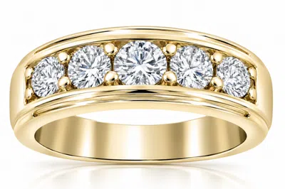 Bliss Diamond 1 Ct Diamond Ring Mens High Polished Solid Gold Wedding Band Lab Grown In 10k Yellow Gold
