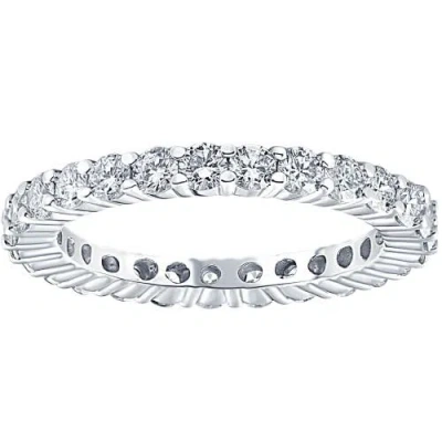 Bliss Diamond 1 Ct T.w. Lab Grown Diamond Eternity Ring 14k Gold Stackable Wedding Band In Silver