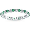 Bliss Diamond 1 Cttw Emerald & Diamond Wedding Eternity Stackable Ring 10k Gold In Gold