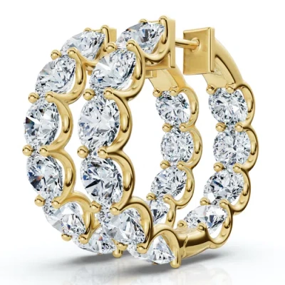 Bliss Diamond 10ct Diamond Hoops U Prong 1" Tall Or Gold