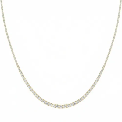 Bliss Diamond 10ct Graduated Diamond Tennis Necklace Lab Grown 14k Gold 18"
