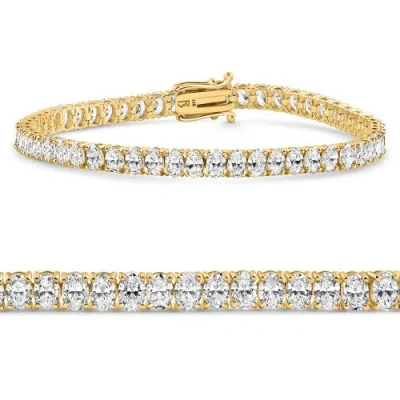 Bliss Diamond 10ct Oval Diamond Tennis Bracelet 14k Gold 7" Lab Grown