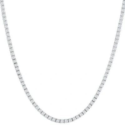 Bliss Diamond 10ct Tw Natural Round Cut Diamond Tennis Necklace 14k Gold 16.5" In 14k White Gold