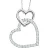 Bliss Diamond 10k Gold 1/4ct Tw Diamond Small Heart Pendant Necklace 1" Tall