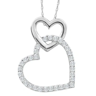 Bliss Diamond 10k Gold 1/4ct Tw Diamond Small Heart Pendant Necklace 1" Tall