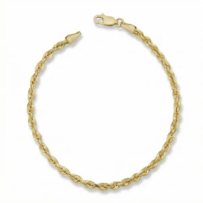 Bliss Diamond 10k Gold 3.2mm Semi Solid Rope Chain Bracelet